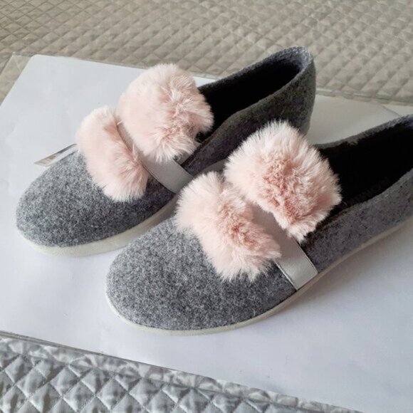 NWT Romika grey natural wool felt pull on sneaker shoes with soft pink faux fur - Picture 8 of 9